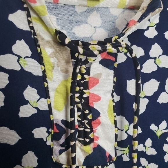 Diane von Furstenberg Women Floral 100% Silk Tunic Shift Dress SZ 2 Navy White - Picture 6 of 10